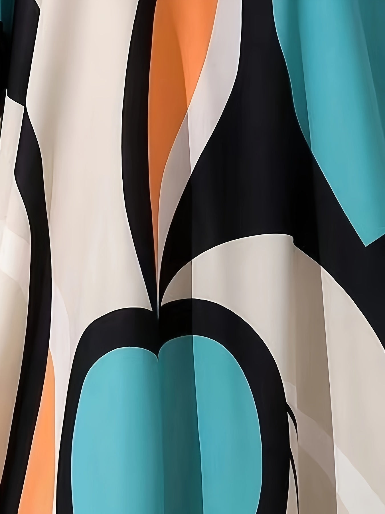 Contrast Colorblock Batwing Sleeve V Neck Maxi Dress