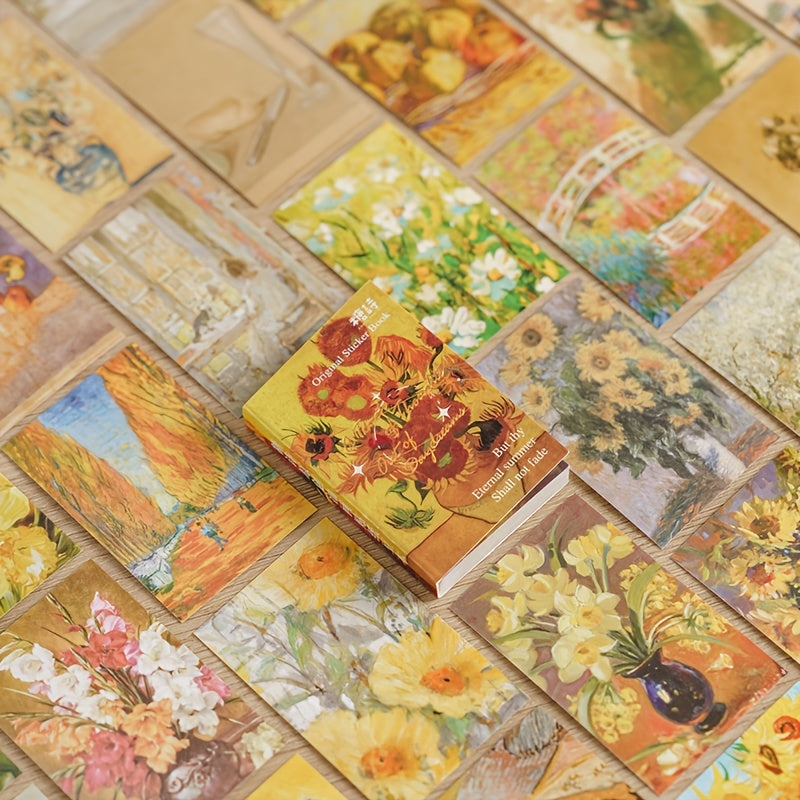 50 Piece Mini Painting Art Retro Journal Backing Paper Set