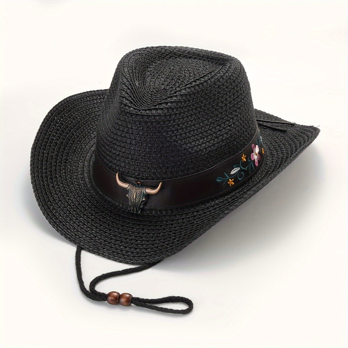 Cow Scalp With Straw Hat Western Cowboy Hat Ethnic Style