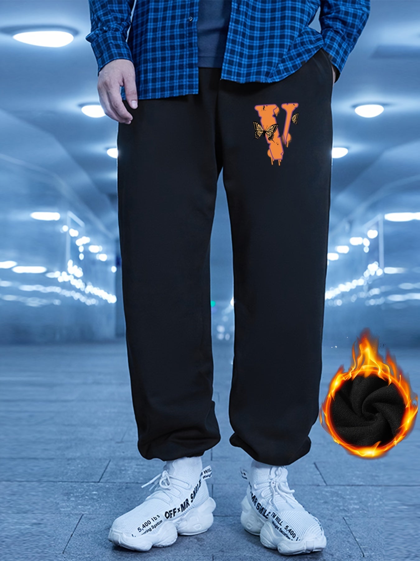 Men's Casual Winter Alphabet Print Jogger Pants