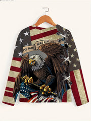 Eagle Print Men's Long Sleeve T-shirt for Autumn