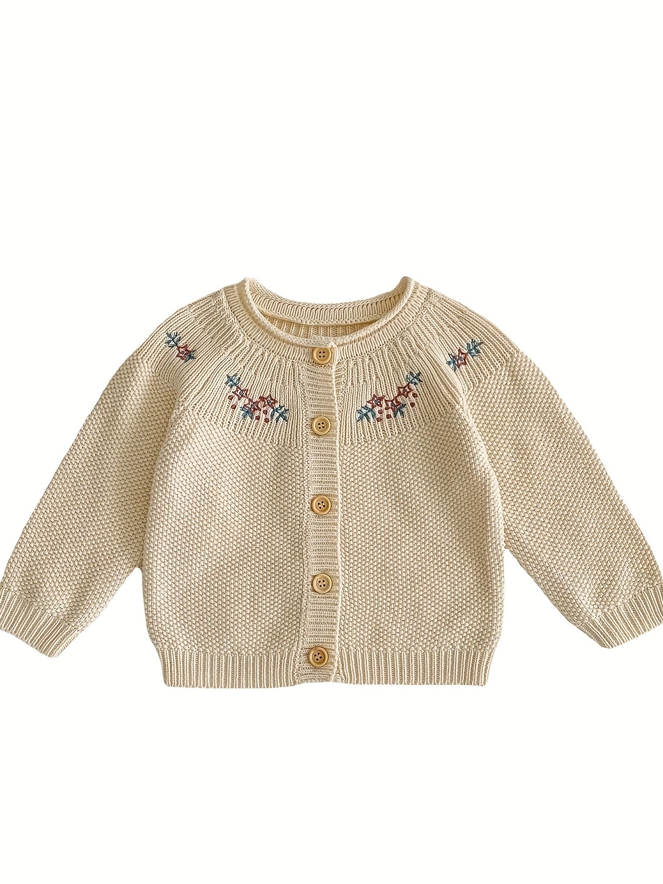 Infant Girl's Embroidered Knitted Cardigan Coat