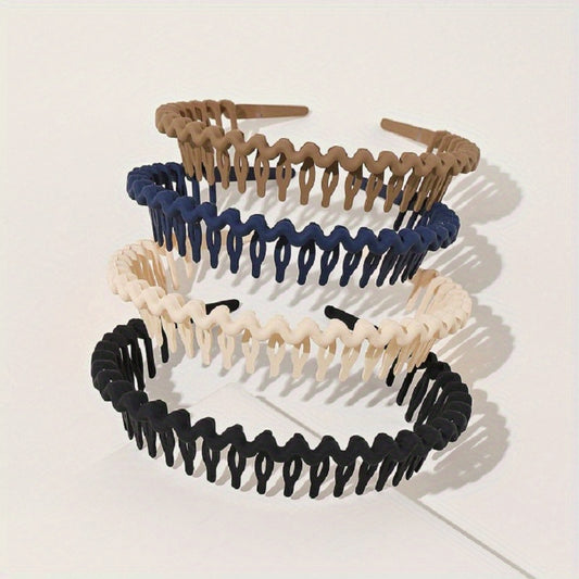 4pcs Tooth Headband Wavy Head Hoop Solid Headdress Hair Accessories For Women