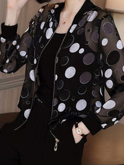 Floral Print Cover Up Shirt Long Sleeves Semi Sheer Zip Front