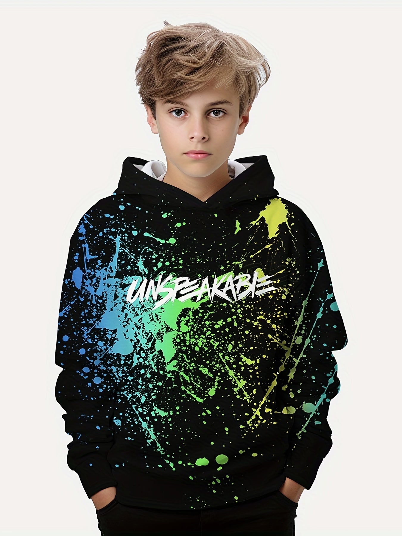 Boys Pullover Hooded Sweatshirt Letter Print Spring Fall Kids Hoodie Tops