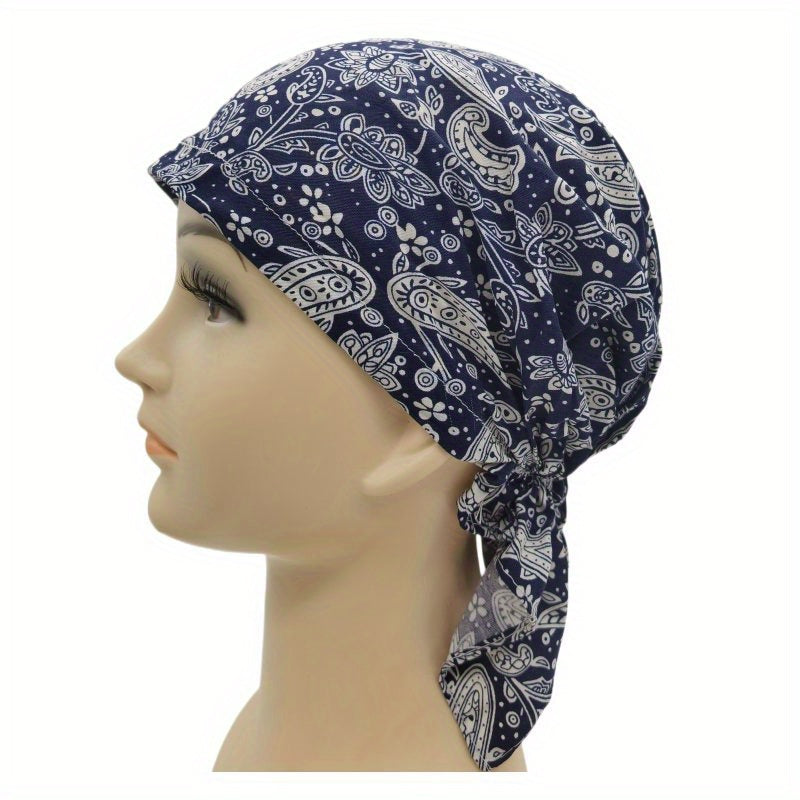 Paisley Print Bandana Women Hijab Turban Cap Elastic Lightweight Beanie Cap
