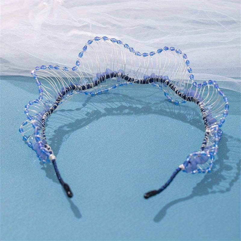 Kids Princess Crystal Beaded Hair Hoop Rhinestone Hair Accessories
