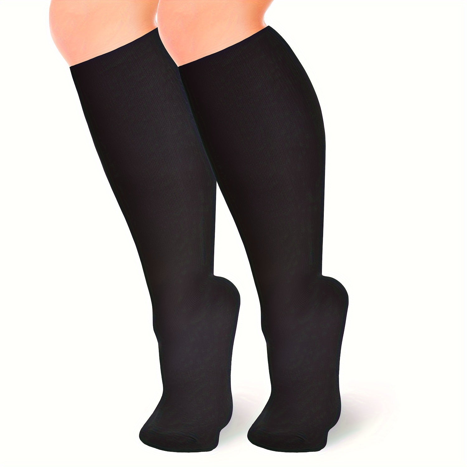 Sporty Calf Socks Women's Plus Solid Soft & Comfort Ankle Compression Socks