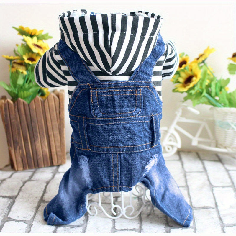 Pet Denim Hooded Coat Jacket for Dogs and Cats