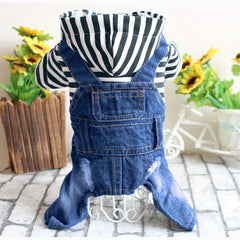 Pet Denim Hooded Coat Jacket for Dogs and Cats