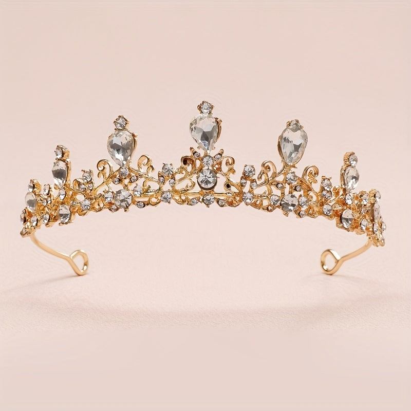 Baroque Crystal Alloy Crown Bridal Hair Band Women's Accessories