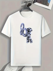 Robot Print Men's Sports T-shirt Graphic Tee