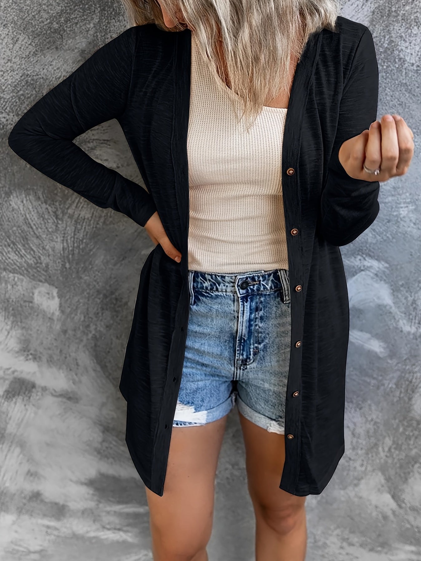 Casual Cardigan Women's Button Up Long Sleeve Cardigan
