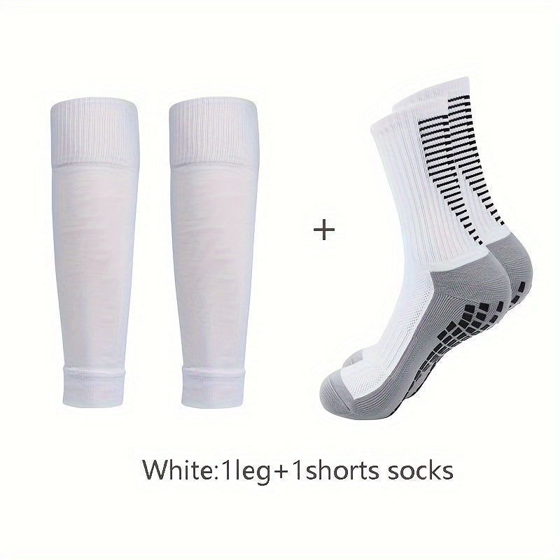 Men's Nylon Blend Breathable Fitness Football Leg Cover&Anti Slip Socks