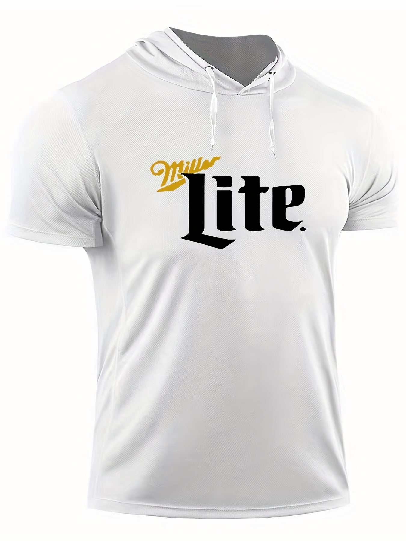 Men's Lite Print Hooded T Shirt Casual Stretch Breathable Tee