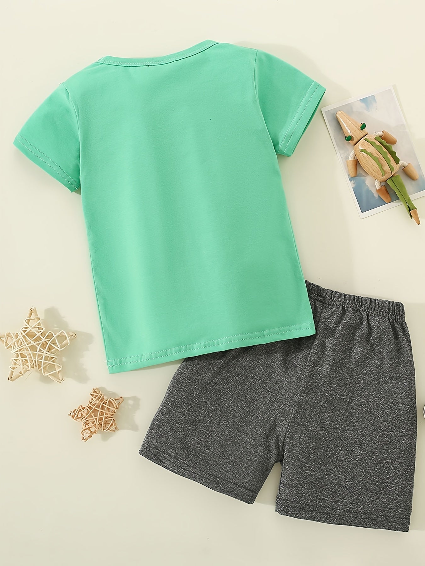 Boys Dinosaur Print T shirt & Shorts Set For Summer Kids Clothes