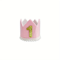 Baby 1st Birthday Crown First Birthday Hat Pink Baby 1st Birthday Party Supplies