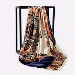 Paisley Print Hijab Boho Square Scarf Satin Bandana Vintage Turban
