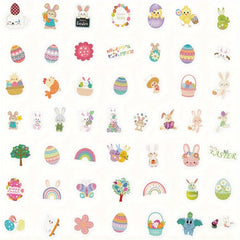 50pcs Cartoon Easter Rabbit Egg Stickers for Laptop Helmet Water Cup Decoration