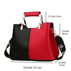 Colorblock Handbags For Women Pompom Crossbody Satchel Purse