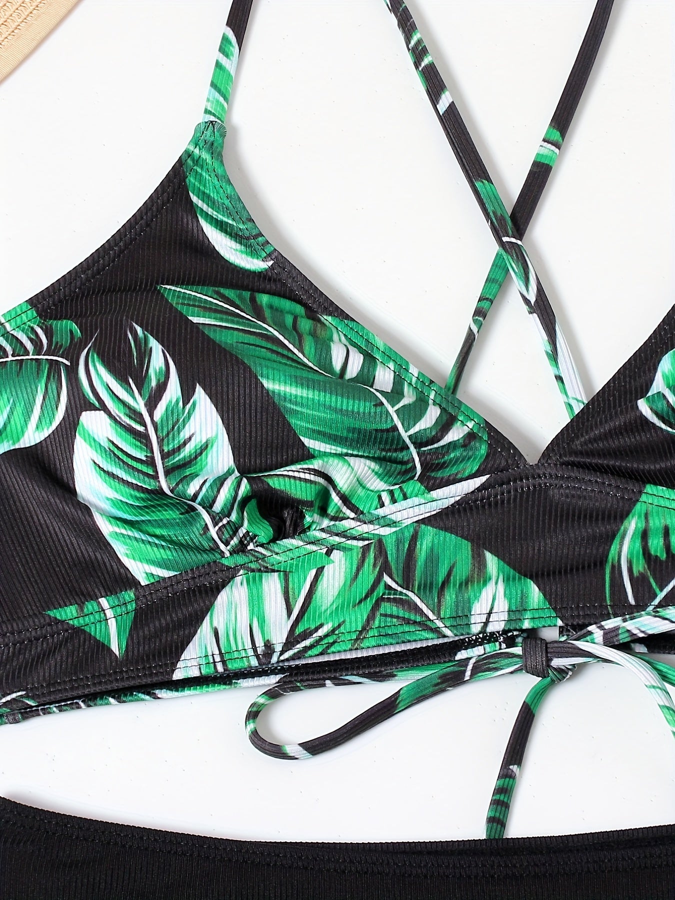 Tropical Colorblock Bikini Set High Waist Boho Swimsuit Set