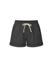 Solid Drawstring Elastic Waist Shorts Plus Size