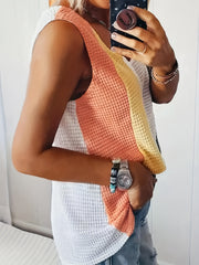Waffle Knitted Sleeveless Tank Top for Women Summer Casual Wear