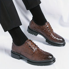 Men's Crocodile Pattern Derby Shoes Wear resistant Non Slip Formal Shoes