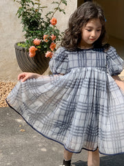 Girl's Casual One piece Dress Puff Sleeve Princess Style Skirt