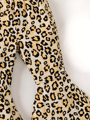 Leopard Print Casual Bell Bottom Pants