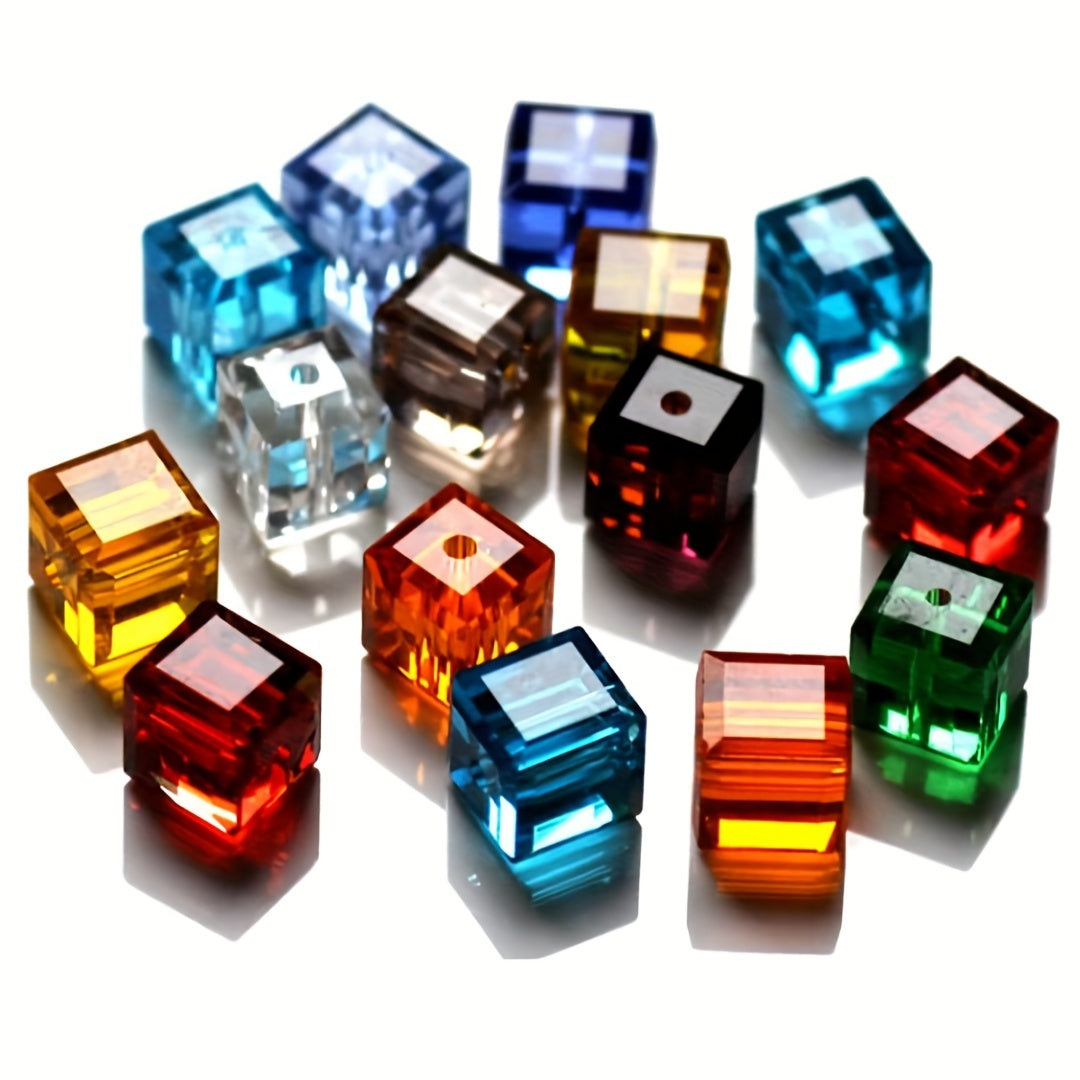 50pcs Mixed Crystal Cube Beads for DIY Jewelry Making 6x6mm