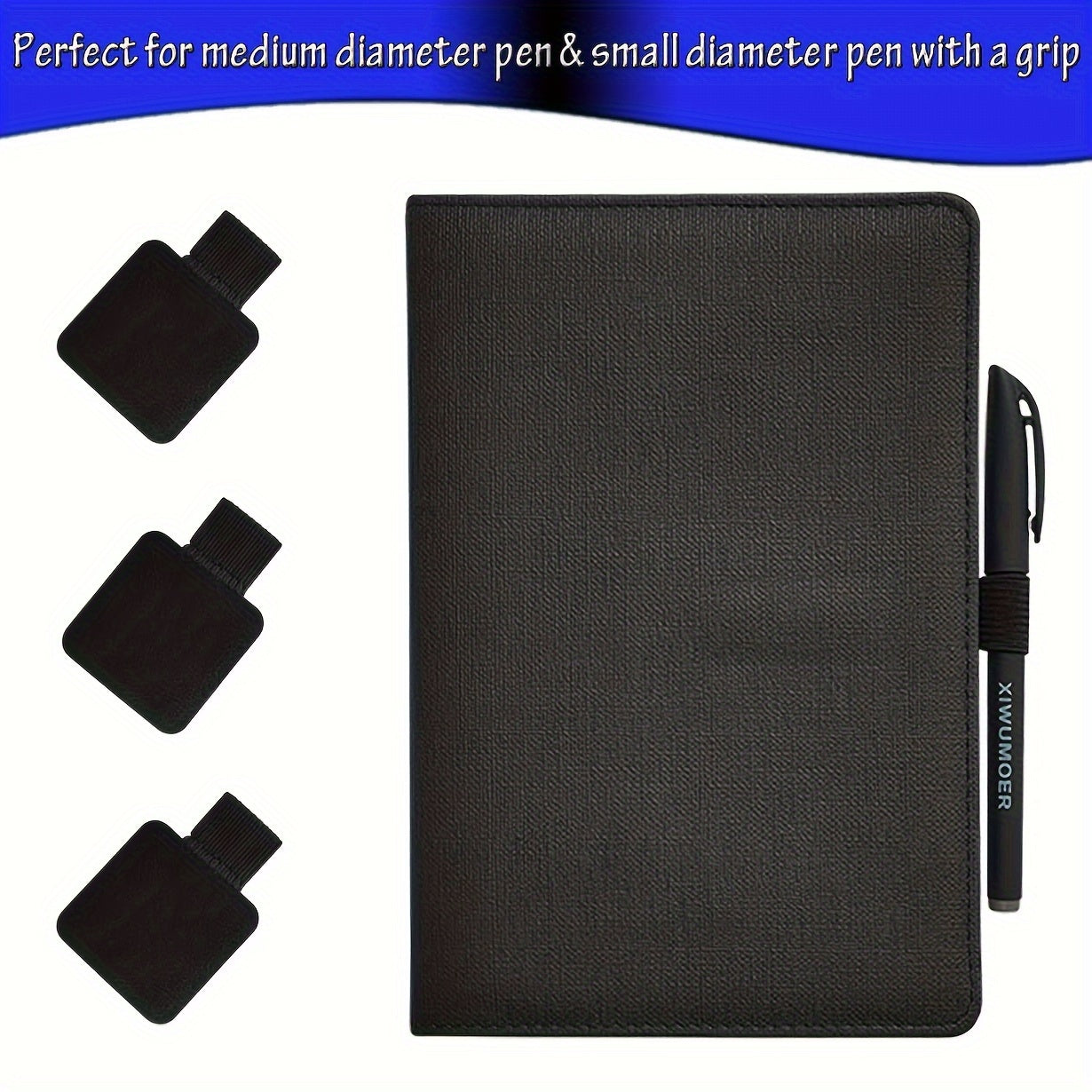 8pcs Adhesive Stainless Steel Pen Holder for Notebooks Journals Planners