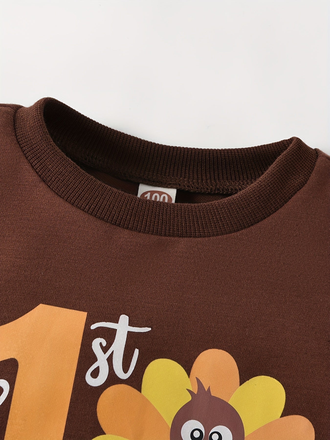 Turkey Pattern Kid's Pajamas 2pcs Sweatshirt & Sweatpants Set