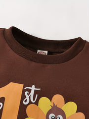 Turkey Pattern Kid's Pajamas 2pcs Sweatshirt & Sweatpants Set