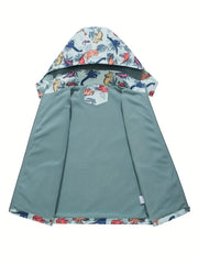 Boys Camo Rain Jacket Kids Waterproof Coat Hooded Fleece Lined Windbreaker