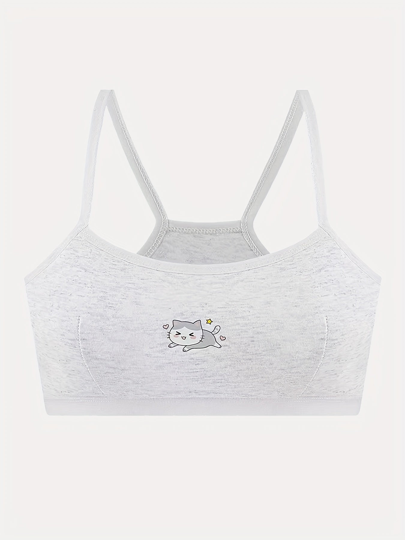 Girl's Cartoon Cat Print Underwear 95 Cotton Bralette 7-14Y