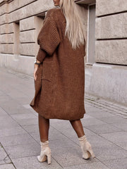 Lantern Sleeve Long Cardigan With Pockets