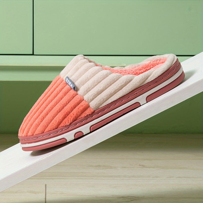 Women's Plush Lined Slippers Comfortable Closed Toe Slip On Shoes