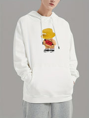 Teddy Bear Print Hoodie Men's Casual Pullover Hooded Sweatshirt