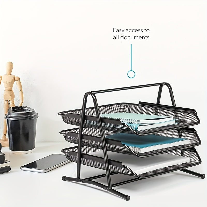 3 Tier Desktop File Organizer Office Organizer & Stacking File Holder