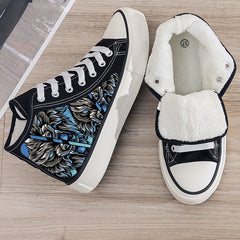 Animal Print Plush Lined Chunky Sneakers