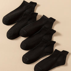 6 Pairs Solid Sports Socks Women's Low Cut Ankle Stockings