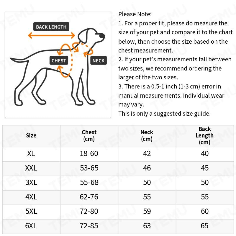 Waterproof Adjustable Dog Coat for Medium Large Dogs