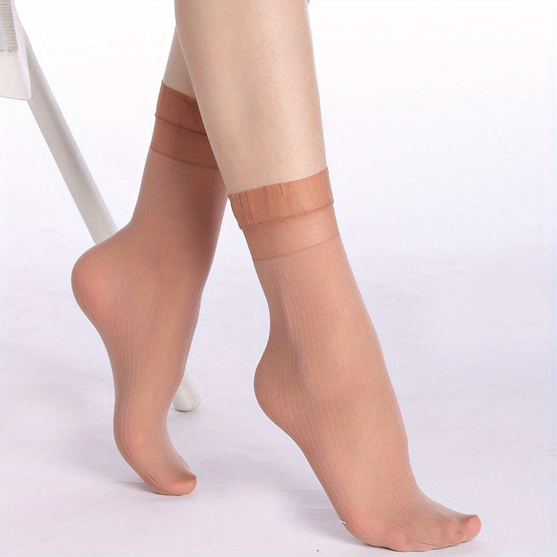 Breathable Guaze Trim Socks Thin Textured Mid Tube Women's Stockings