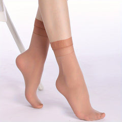 Breathable Guaze Trim Socks Thin Textured Mid Tube Women's Stockings