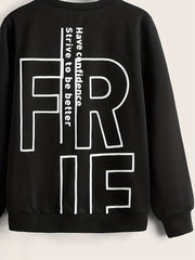 Boys Letter Print Casual Sweatshirt Long Sleeve Crew Neck Tops