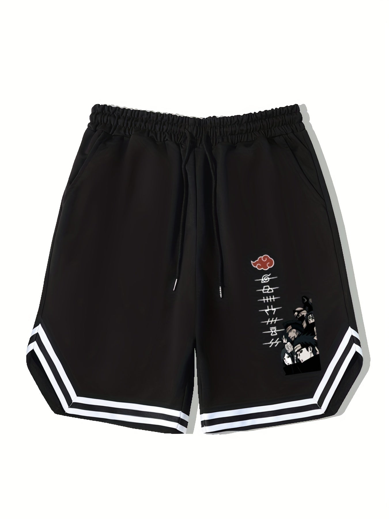 Men's Anime Graphic Drawstring Streetwear Shorts for Workout Fitness