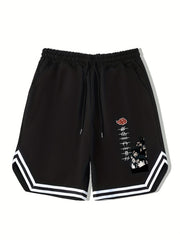 Men's Anime Graphic Drawstring Streetwear Shorts for Workout Fitness