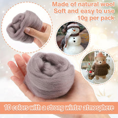 Dark Colors Wool Roving Needle Felting Hand Spinning Yarn 10g Pack