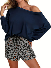 Leopard Print Drawstring Shorts High Waist Summer Women's Clothing
